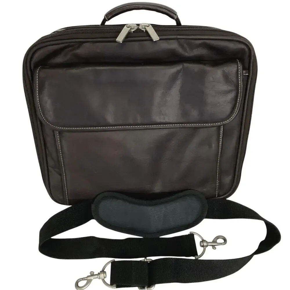 Maroon Leather Laptop Bag Vintage Latico Briefcase Travel File Organize Business